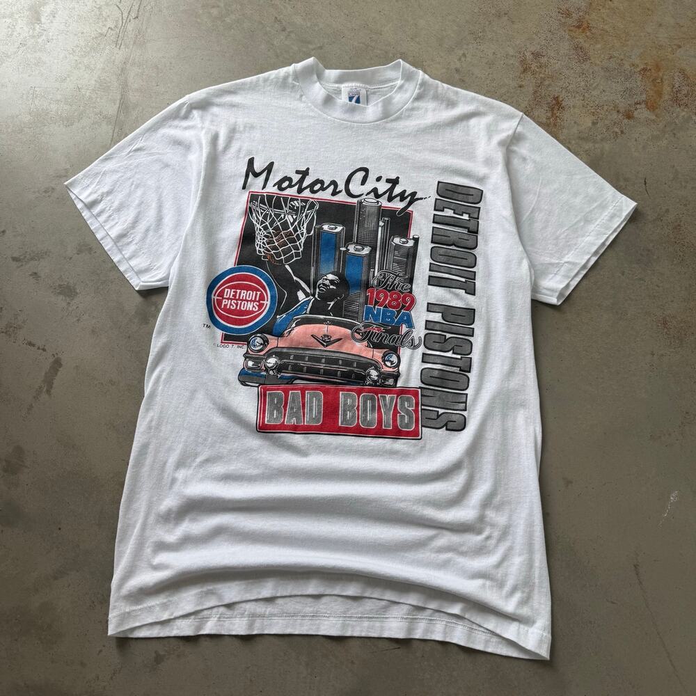 Vintage 80’s Detroit Pistons Bad Boys NBA Finals Logo 7 Retro T-shirt Size Large